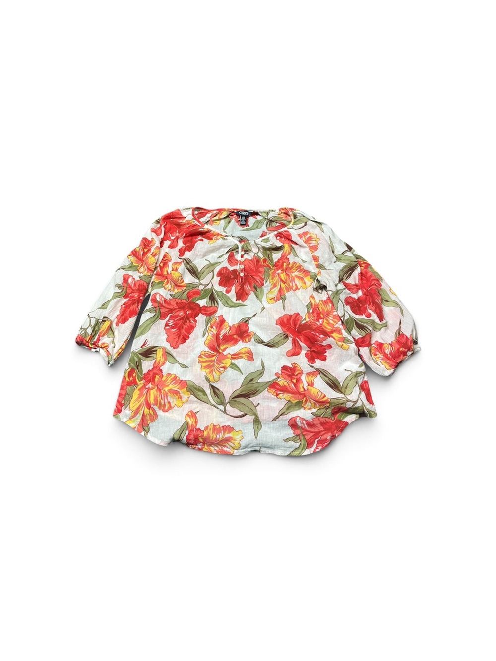 Chaps denim Flower Blouse size medium loose fit